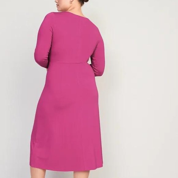 Old Navy Fit & Flare Twist-Front Cutout Midi Dress for Women New - Picture 7 of 8